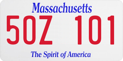 MA license plate 5OZ101