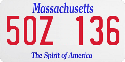 MA license plate 5OZ136