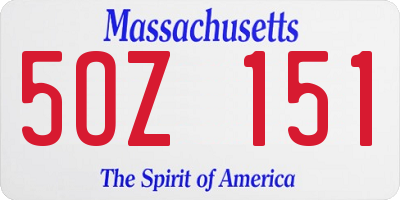MA license plate 5OZ151
