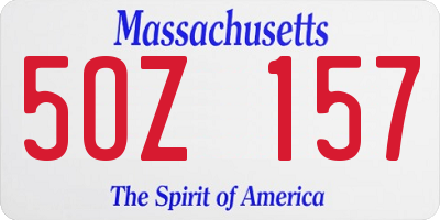 MA license plate 5OZ157