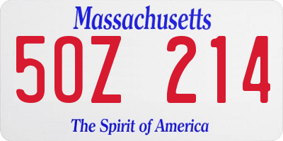 MA license plate 5OZ214