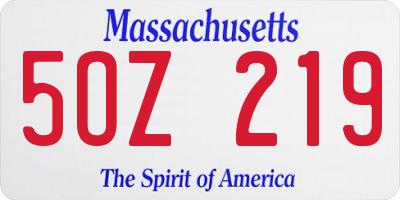 MA license plate 5OZ219