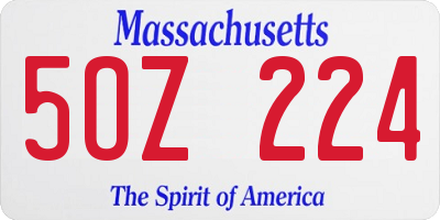 MA license plate 5OZ224