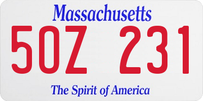 MA license plate 5OZ231