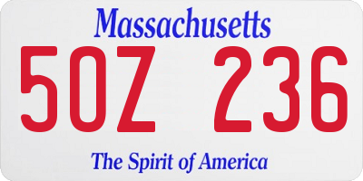 MA license plate 5OZ236