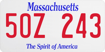 MA license plate 5OZ243