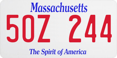 MA license plate 5OZ244