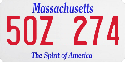 MA license plate 5OZ274