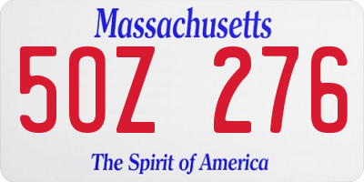MA license plate 5OZ276