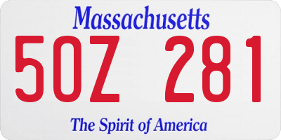 MA license plate 5OZ281
