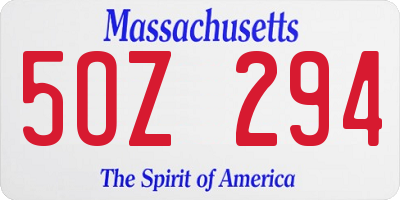 MA license plate 5OZ294