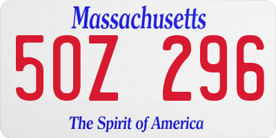 MA license plate 5OZ296