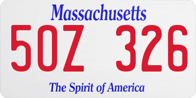 MA license plate 5OZ326
