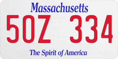 MA license plate 5OZ334