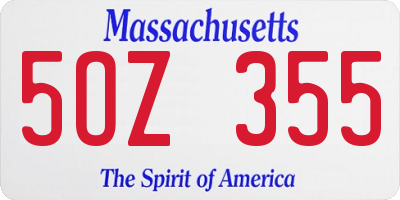 MA license plate 5OZ355