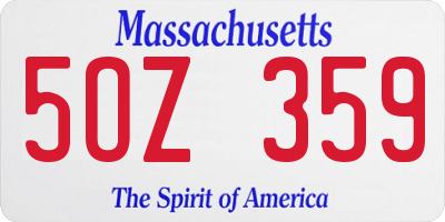 MA license plate 5OZ359