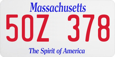 MA license plate 5OZ378