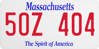 MA license plate 5OZ404