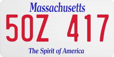 MA license plate 5OZ417