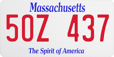 MA license plate 5OZ437