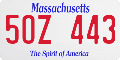 MA license plate 5OZ443