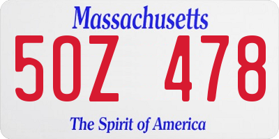MA license plate 5OZ478