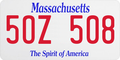 MA license plate 5OZ508