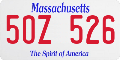 MA license plate 5OZ526