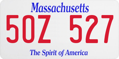 MA license plate 5OZ527