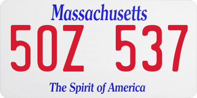 MA license plate 5OZ537