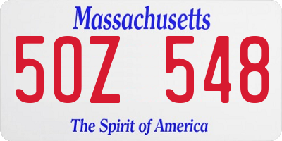 MA license plate 5OZ548