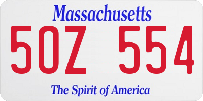 MA license plate 5OZ554