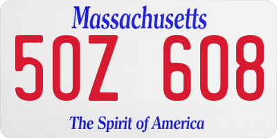 MA license plate 5OZ608