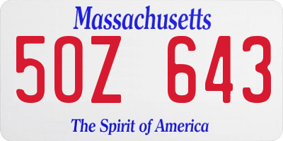 MA license plate 5OZ643