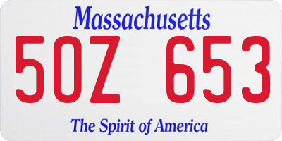 MA license plate 5OZ653