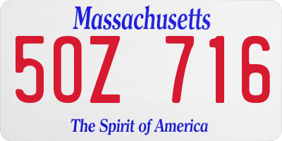 MA license plate 5OZ716