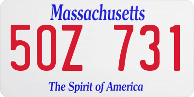 MA license plate 5OZ731