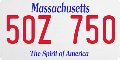 MA license plate 5OZ750