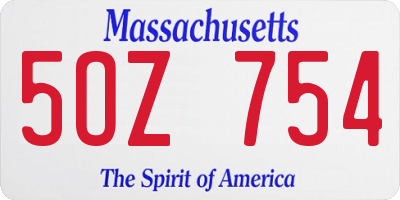 MA license plate 5OZ754