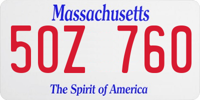MA license plate 5OZ760