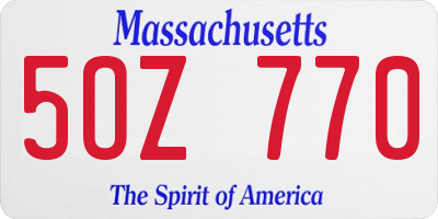 MA license plate 5OZ770