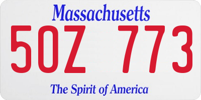 MA license plate 5OZ773