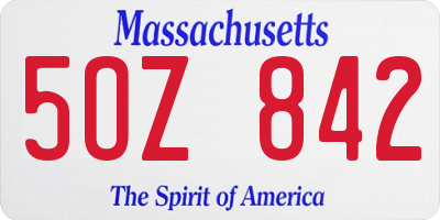 MA license plate 5OZ842