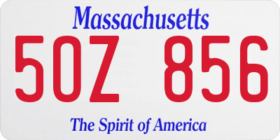 MA license plate 5OZ856