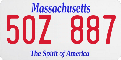 MA license plate 5OZ887