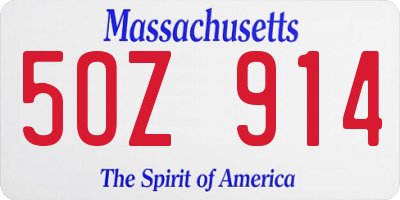 MA license plate 5OZ914