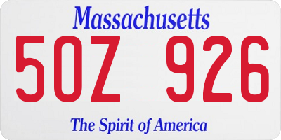 MA license plate 5OZ926