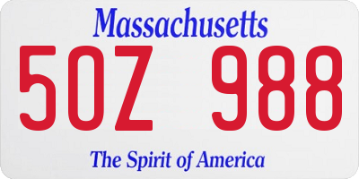 MA license plate 5OZ988