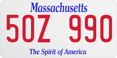 MA license plate 5OZ990