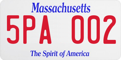 MA license plate 5PA002